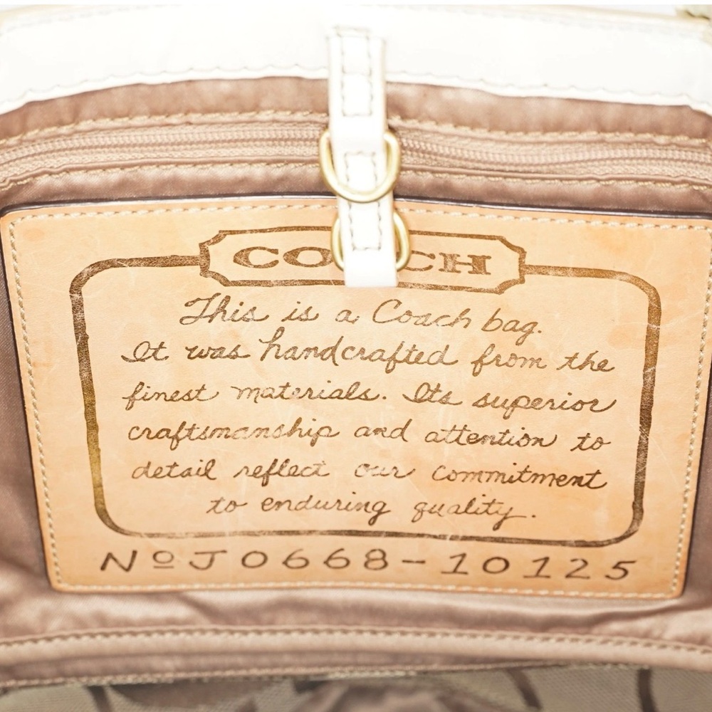 Coach Signature Brown and Cream Canvas Leather Tote Bag - Picture 16 of 16